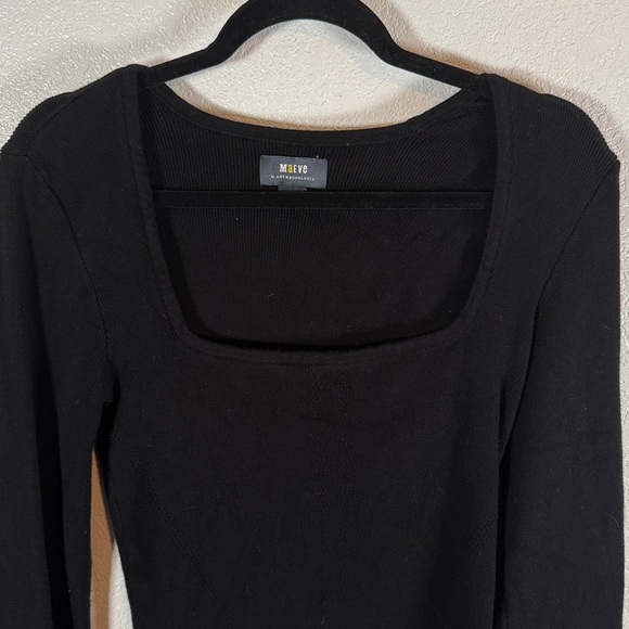 Anthropologie Maeve Black Cropped Knit Square Neck Sweater Size Medium - Picture 2 of 7